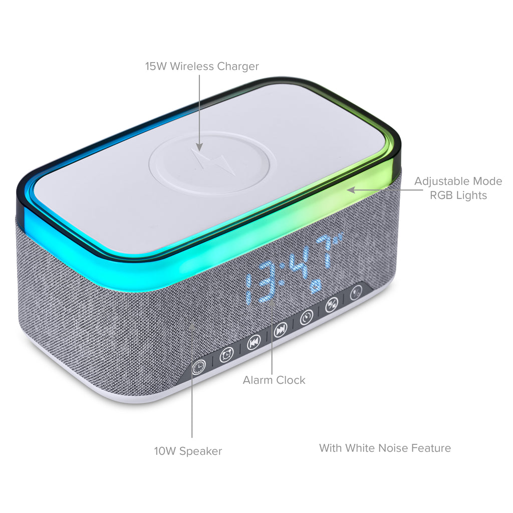 10W Bluetooth Speaker Wireless Charger & Clock 02
