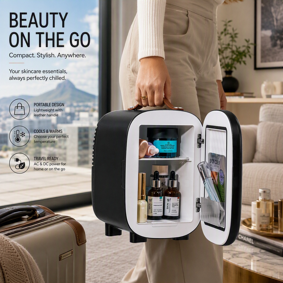 Virello Beauty Fridge 8-panel features grid — Elevate Your Beauty Ritual